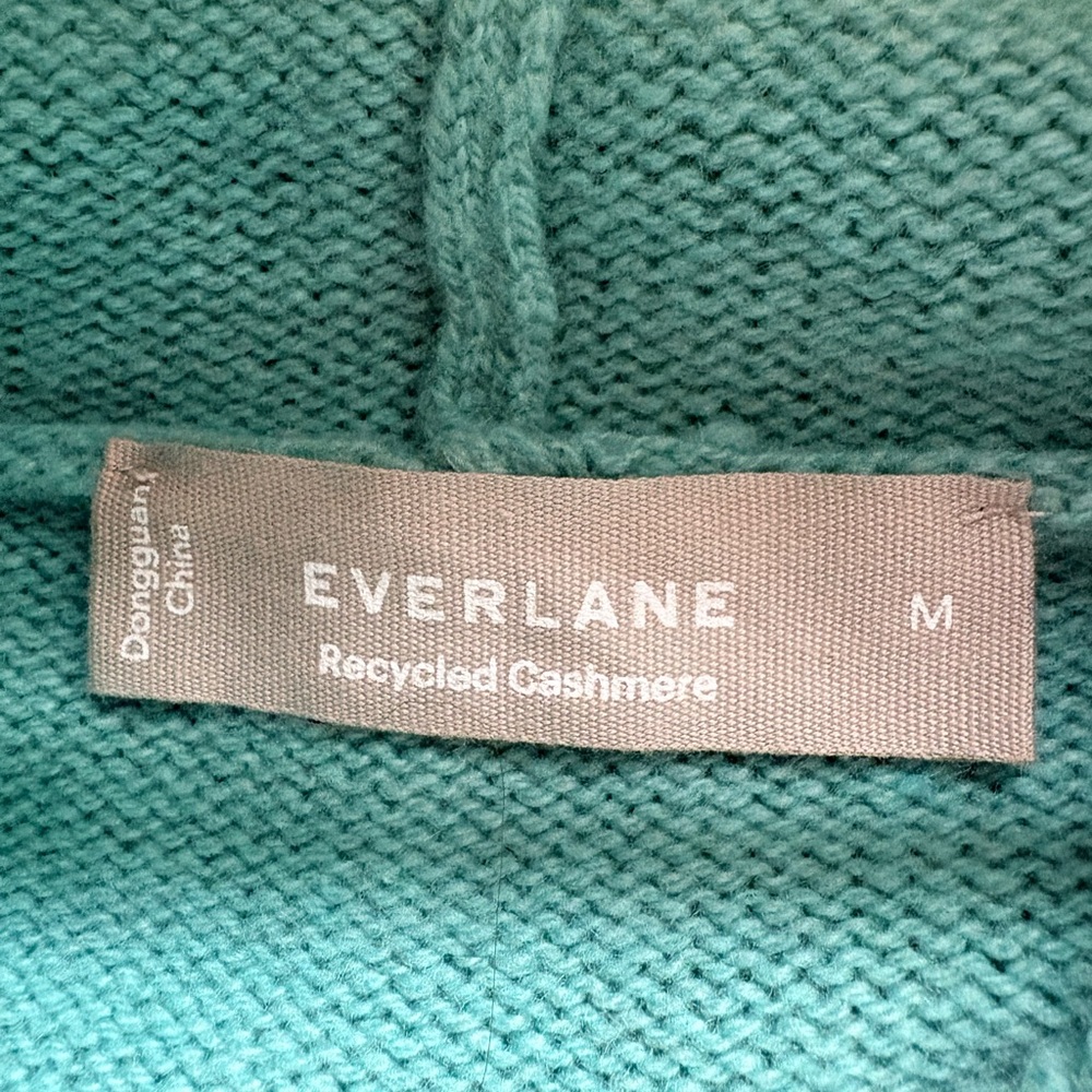 Everlane Recycled Cashmere Cozy Cropped Hooded Sweater - Teal size medium - Picture 4 of 4